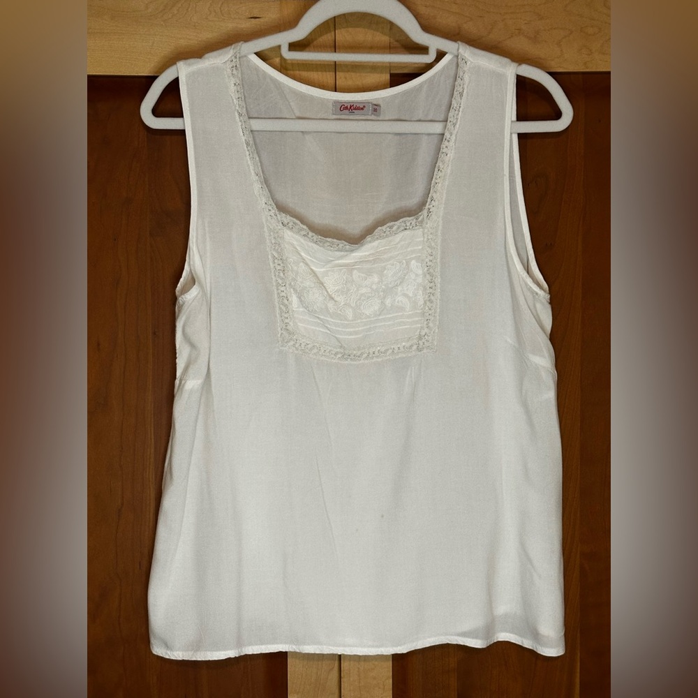 Price reduced! Cath Kidston White Sleeveless Blouse with Lace Detail